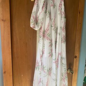 Floral Maxi Dress with Pink and Green Pattern maternity